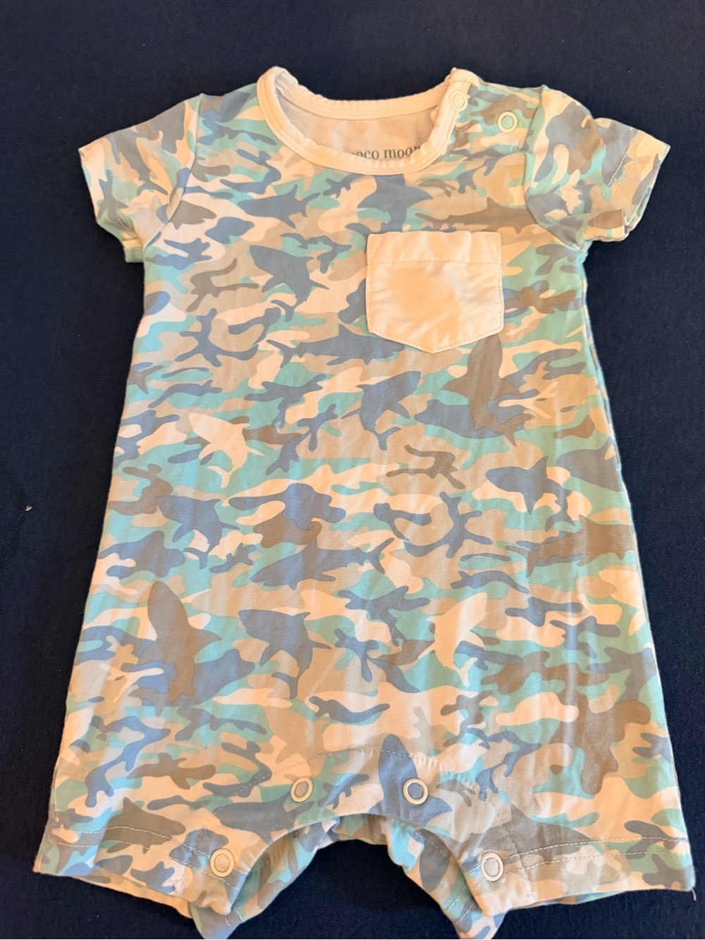 Camo Short-Sleeve Baby Romper Shark Camo Print